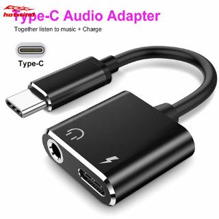 HW 2 in 1 Type-C to 3.5MM Audio Adapter Charging Port Type-C Audio Cbale AUX Adapter Cable