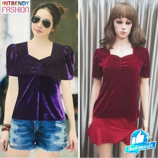 (พร้อมส่ง)เสื้อยืดกํามะหยี่สาวอวบ  เสื้อไซส์ใหญ่ XL, 2XL , 3XL