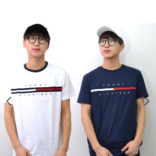 เสื้อยืดทอมมี่ แท้💯% T shirt  Tommy Hilfiger ลายปัก มี3สี สีขาว สีกรม สีเทา เสื้อยืดคอกลม เสื้อTommy