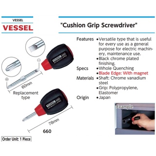 VESSEL ไขควงเล็ก ไขควงสั้น ไขควงจิ๋ว mini screwdriver ไขควงญี่ปุ่น รุ่น 660 จำนวน 1ขิ้น