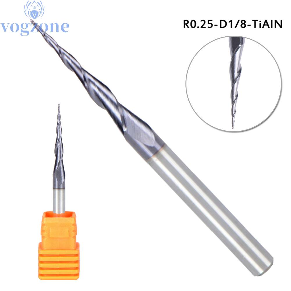 End Mill พร้อมกล่องพร้อมกล่องพลาสติก Cnc Ball Nose R0.25-D1/8-Tialn เครื่องมือเหล็ก