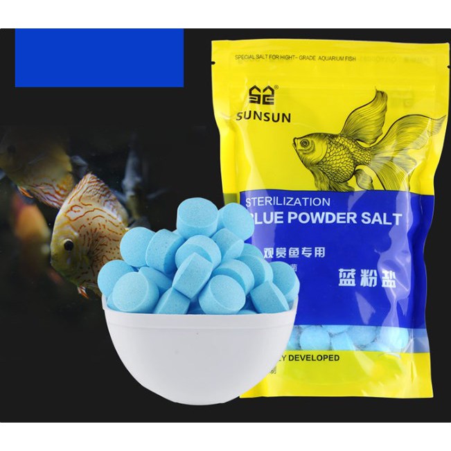 Dari - SunSun Blue Powder Salt ,Crystal Pure Salt, เกลือผงสีเหลืองสําหรับพิพิธภัณฑ์สัตว์น้ํา 500gm