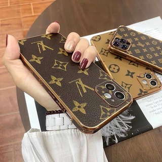 เคสไอโฟน 13 pro max ซองหนัง iPhone กรอบทอง Apple 12 เปลือกโทรศัพท์มือถือไฟฟ้า xs หนัง iPhone11 หรูหราครึ่งแพ็ค X ป้องกันการหล่นน้ำ 8plus ชุด 12promax