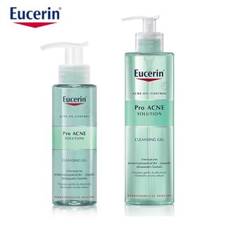 [พร้อมส่ง] ยูเซอริน Eucerin ProACNE Solution Cleansing Gel 200ml, 400ml. เจลล้างหน้า สำหรับผิวมัน แพ้ง่าย และมีปัญหาสิว