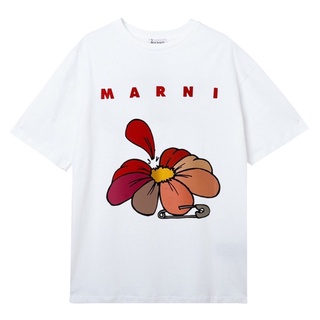 เสื้อยืด ผ้าฝ้ายแท้ พิมพ์ลาย Marni เข้ากับทุกการแต่งกาย สไตล์เดียวกัน สําหรับผู้ชาย และผู้หญิง ไซซ์ s - 5xl