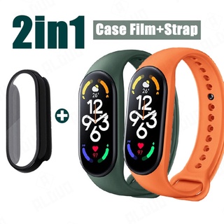 ใหม่ พร้อมส่ง 2 in 1 สายรัดข้อมือ ฟิล์มป้องกันหน้าจอ แบบเต็มตัว สําหรับ Xiaomi Strap 7 6 5 Xiomi Miband 7 Mi7 Band 7