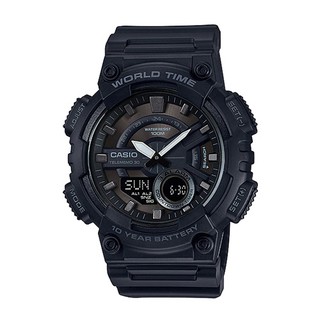 Casio นาฬิกาข้อมือผู้ชาย สายเรซิน สีดำ รุ่น AEQ-110W-1BVDF,AEQ-110W-1B,AEQ-110W