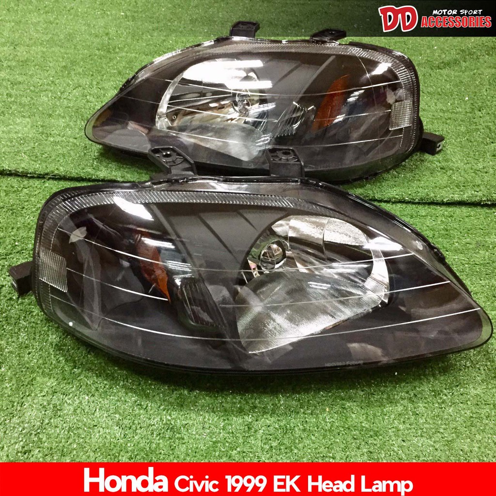 ไฟหน้า ไฟหน้าแต่ง ไฟหน้าโคมดำ Civic EK coupe EK 1999 2000 สีดำมุมส้ม