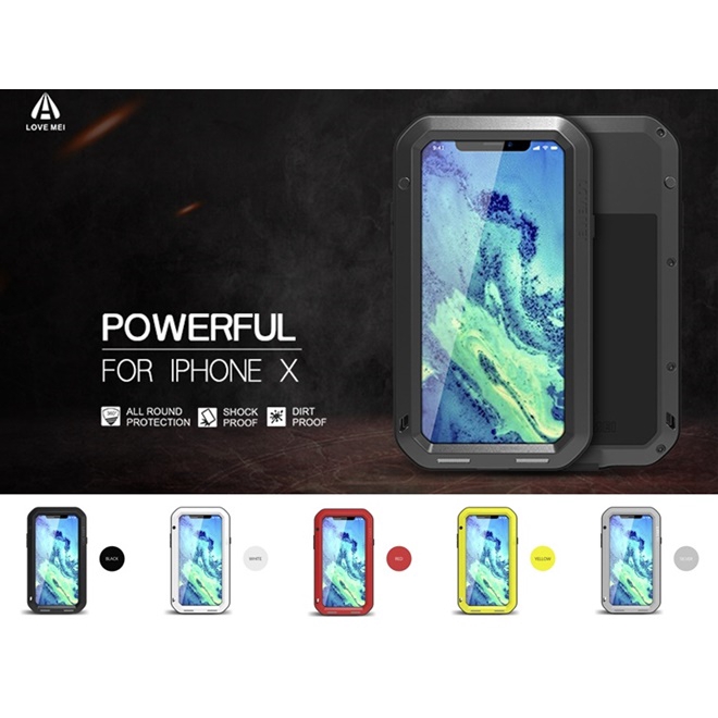 เคส สำหรับ iPhone X / XS Lovemei Powerful Metal Bumper [ปกป้องทั้งตัวเครื่อง]