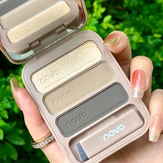 Novo คิ้วฝุ่น เฉดดิ้งไฮไลท์ ตลับ 3 สี [No.5345] Novo Smooth Texture Lasting Makeup Eyebrow Powder