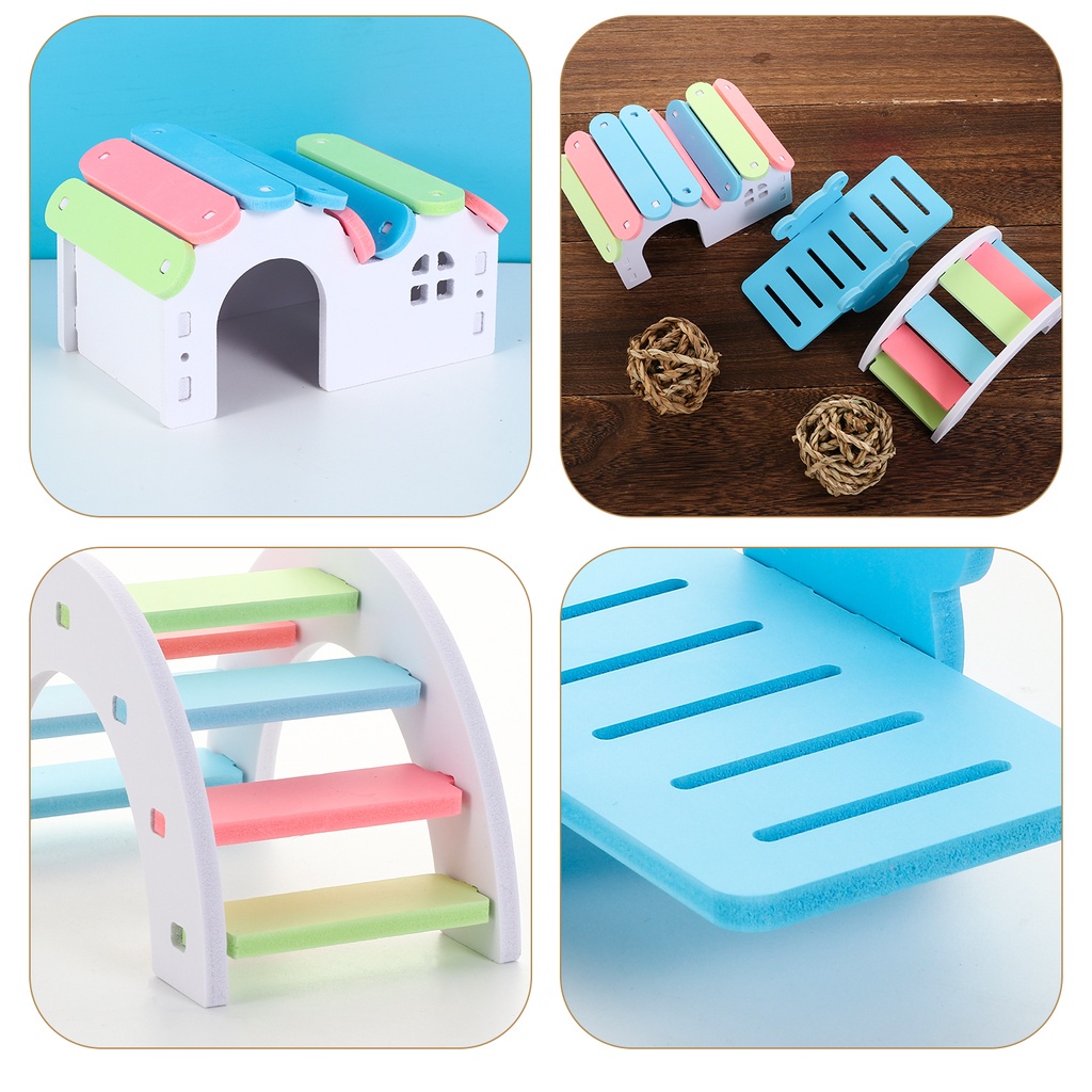 Mihan ลูกบอลไม้สีรุ้งขนาดเล็กของเล่นสําหรับสัตว์เลี้ยงหนูแฮมสเตอร์ - รูปที่ 5