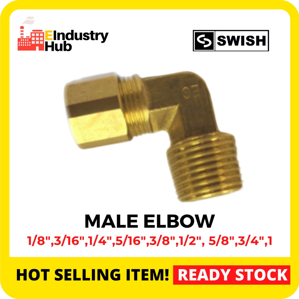 ทองเหลืองชายข้อศอกการบีบอัด FITTING Tube x ชาย BUML BSPT ทองเหลือง FITTING (4mm x 1/8", 4mm x 1/4", 