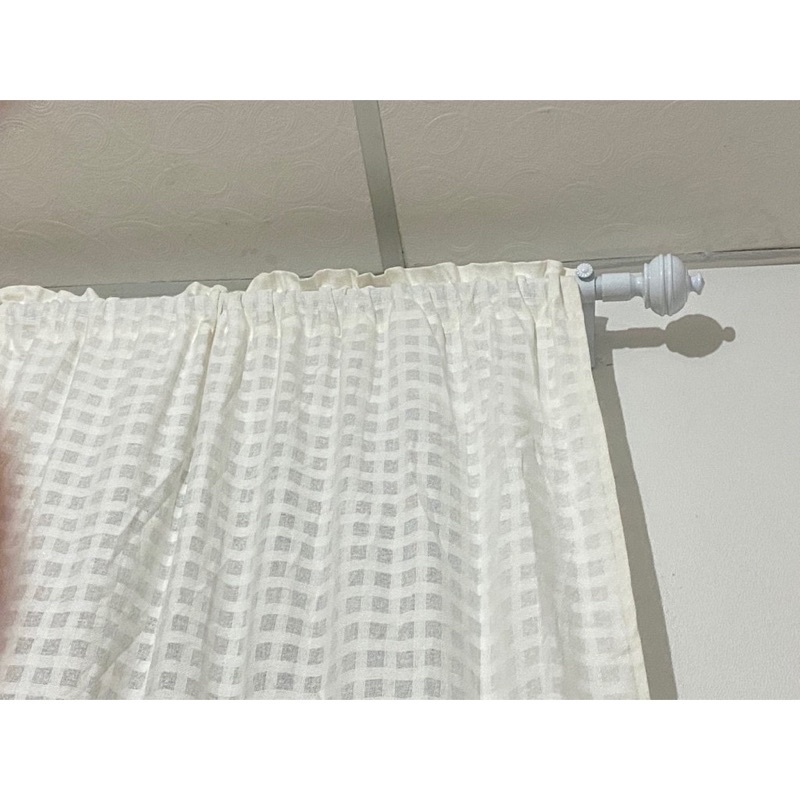 ผ้าม่านประตู ผ้าตาราง มินิมอล ขนาดกว้าง110สูง200cm ผ้าฝ้ายสีขาว แบบไม่มีเชิง รุ่นยอดฮิต TTS200 - รูปที่ 6