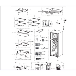 SAMSUNG อะไหล่แท้ศูนย์ ชั้นกระจกวางของตู้เย็นซัมซุง DA97-16284F ASSY SHELF GLASS-REF ตำแหน่งหมายเลข 3