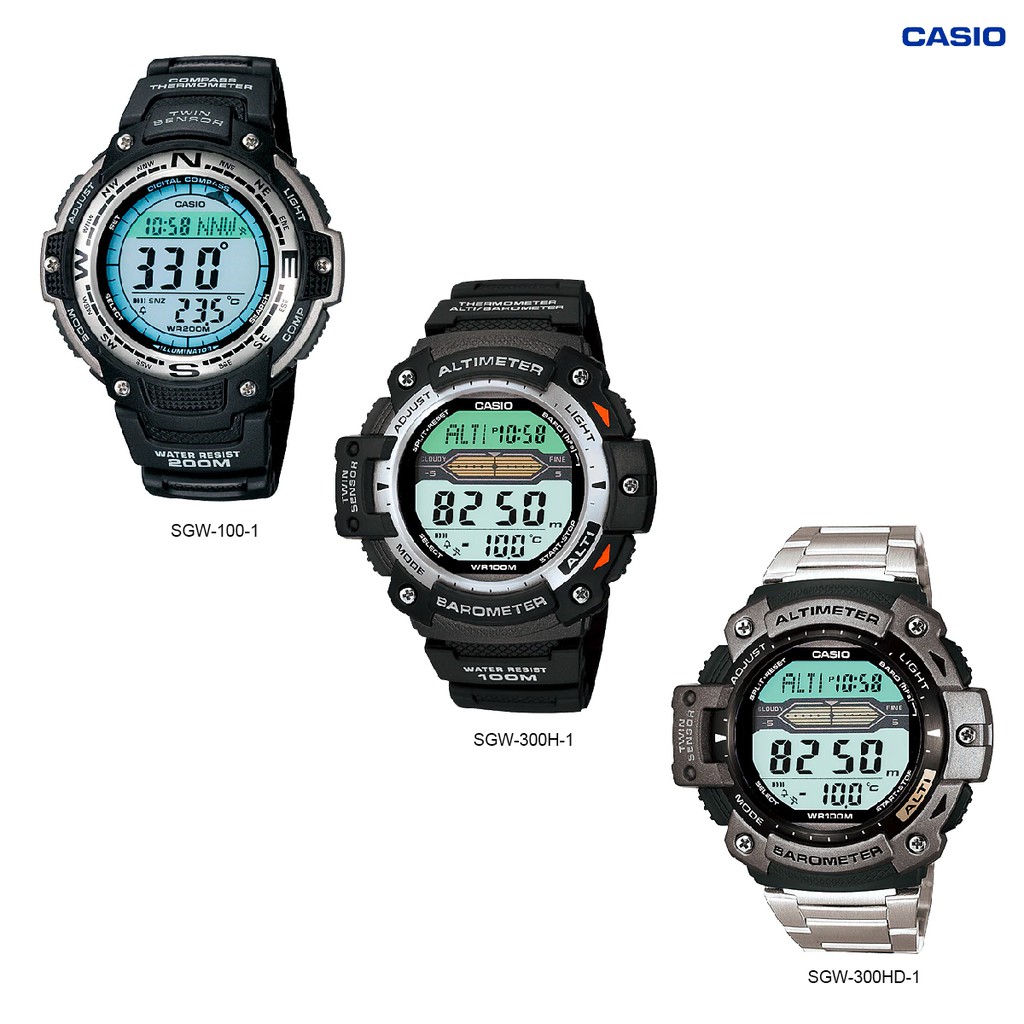 นาฬิกาข้อมือ Casio Outgear นาฬิกาผู้ชาย SGW-100-1 SGW-300H-1 SGW-300HD-1A