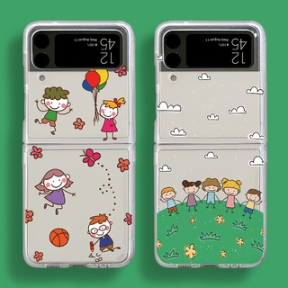 Samsung Galaxy Z Flip 4 Flip3 Flip1/2 เคส การ์ตูน น่ารัก เพ้นท์ลาย พับ กันตก เคสโทรศัพท์ ฝาหลัง เคสใส