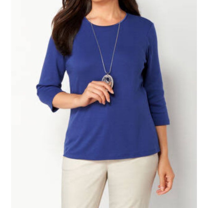 Women’s 3/4 เสื้อคอกลมแขน3ส่วน  สีพื้น ผ้าคอนตอน  พลัสไซส์ outlet bigsize