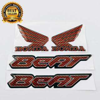 ชุดตราสัญลักษณ์โลโก้ Honda BEAT WINGS คาร์บอน สีแดง คุณภาพดี