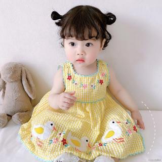 【Superseller】Summer Girl Embroidered Princess Dress Baby Duckling Patch Embroidered Sleeveless Dress