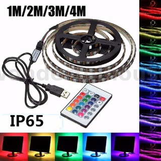 สายไฟ 5V 5050 60SMD M RGB LED 24 คีย์ USB สําหรับทีวี