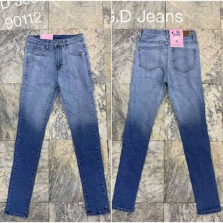 G.D.Jeans รุ่น 90112#กางเกงยีนส์แฟชั่นขายาวผ้ายืดทรงเดฟฟอกสีโทนทูตามเทรน