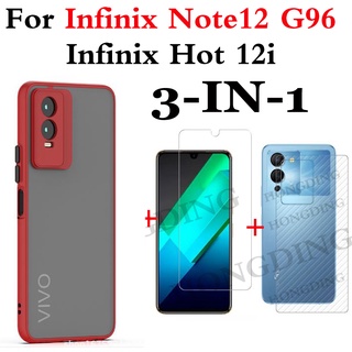 3in1 ใหม่ เคสโทรศัพท์มือถือแบบใส ฟิล์มด้านหลัง ฟิล์มนิรภัย สําหรับ INFINIX Note 12 G96 HOT 12i 2022