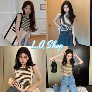 L.A Shop พร้อมส่ง  เสื้อกล้ามไหมพรมลายทาง สีสดใสแนบไปกับตัวเก๋ๆ "47172"