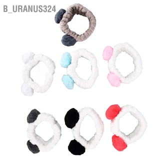 B_Uranus324 ที่คาดผมหูหมีแพนด้า ขนปุย สําหรับล้างหน้า 7 ชิ้น