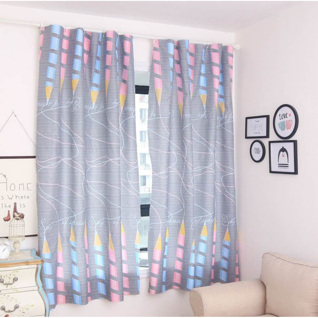 ผ้าม่านหน้าต่าง ลายเส้น สำเร็จรูป หนาทึบกัน UV ผลิตจาก polyester 100% (1ผืน)