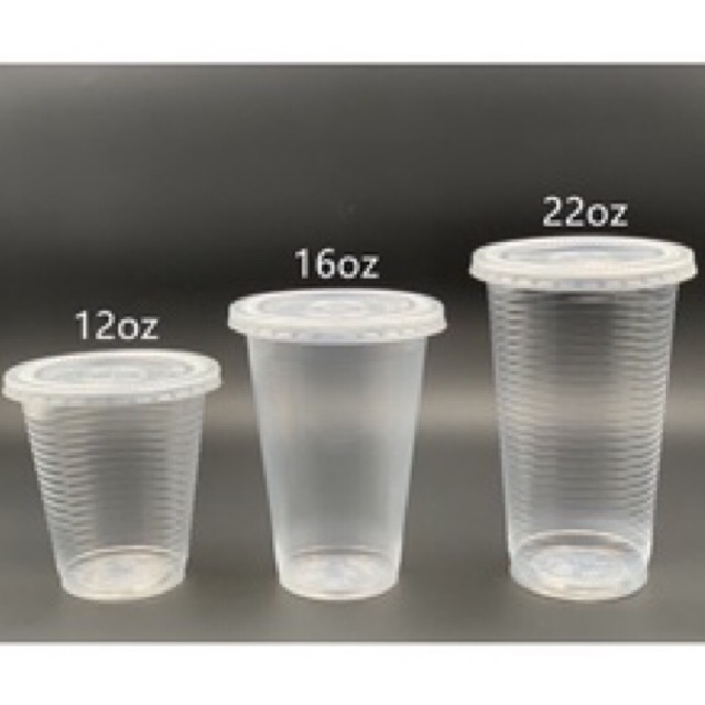 BENXON 12oz / 16oz PP Cup with "Flat Lid" [ 100 ชุด ] PP360 / PP500 - ถ้วยพลาสติกแบบใช้แล้วทิ้ง - 12