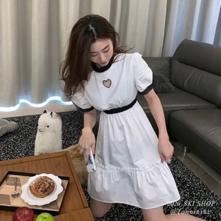 ชุดเดรส‼️พร้อมส่ง JY806 💕New korea design White heart dress มินิเดรสสีขาวสุดคิ้วท์ เนื้อผ้าเชิ้ต zara ใส่สบาย