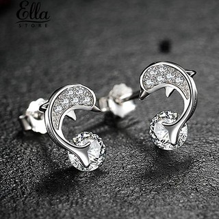 เลดี้สุภาพสตรี Elegant Dolphin ear earings เครื่องประดับหู Rhinestone เครื่องประดับ