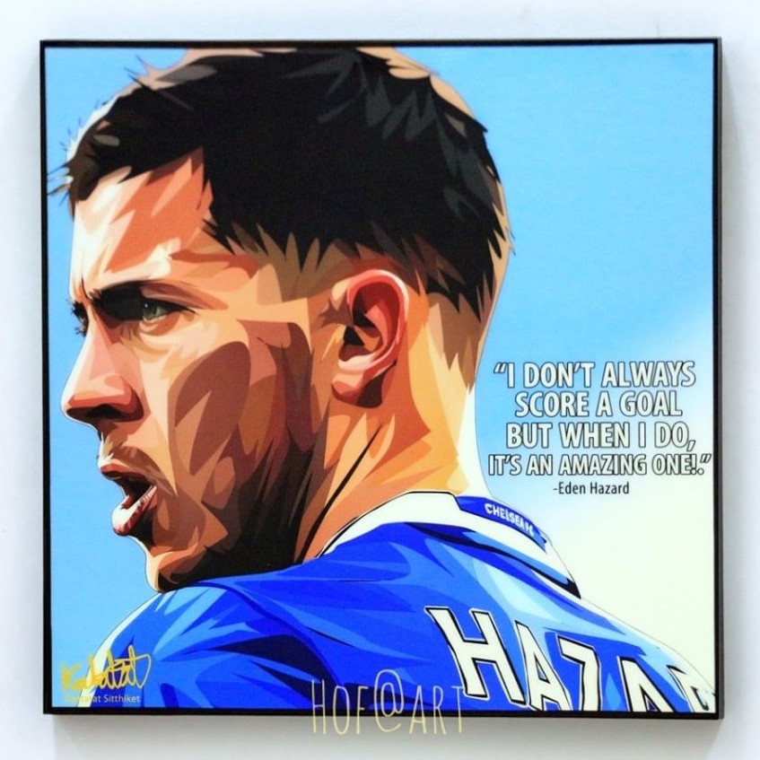Eden Hazard เอแดน อาซาร์ เรอัลมาดริด เชลซี รูปภาพ​ติด​ผนัง​ pop art ฟุตบอล​ กรอบรูป​​ ของขวัญ​​ แต่ง