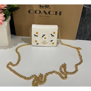 COACH MINI WALLET IN SIGNATURE CANVAS WITH DAISY PRINT