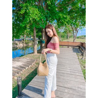 กระจูดสาน รุ่นชนมจีบสายเดี่ยวก้นสี่เหลี่ยม