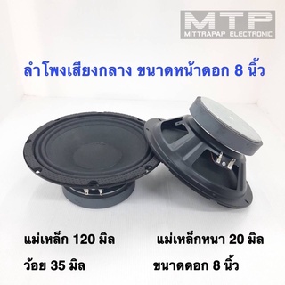 ลำโพงเสียงกลาง ขนาดหน้าดอก 8 นิ้ว เสียงใสๆ ฟังเพราะๆ (ราคาต่อคู่)