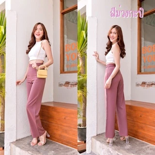 🍒ขาบานซิปหลัง🍒กางเกงผ้าฮานาโกะ-รุ่นขาตรง-ซิปหลังไซส์S25-2XL🏷️งานป้ายร้านFAMOUS 🐇พร้อมส่ง