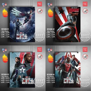 สติกเกอร์โปสเตอร์ Marvel the falcon and the winter soldier Bucky Barnes Captain America สําหรับติดตกแต่ง