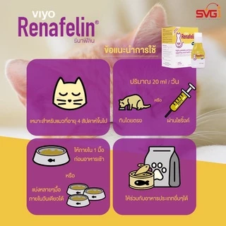 Viyo Renafelin วีโย่ รีนาฟีลิน 1 ขวด (หมดอายุ09/2027) ผลิตภัณฑ์บำรุงไตชนิดน้ำสำหรับแมว ขนาด 150 ml
