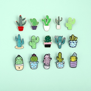 Cute Accessory Set Cartoon Plant Enamel Pin Colorful Cactus Chlorophytum Potted Brooches Badges Denim Lapel Jewelry