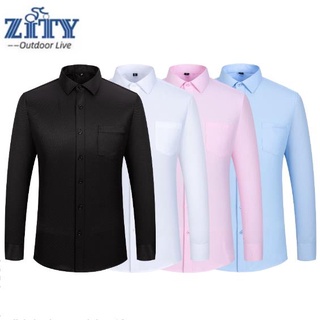 เสื้อเชิ้ตผู้ชายแบบกำหนดเองสีทึบสีทึบแขนยาวกระเป๋า Slim Fit Business Cotton Shirts