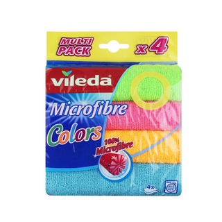 ผ้าไมโครไฟเบอร์เก็บฝุ่น VILEDA ขนาด 19x22cm แพ็ค 4 สี ผ้าทำความสะอาด ผ้าทำความสะอาดเอนกประสงค์