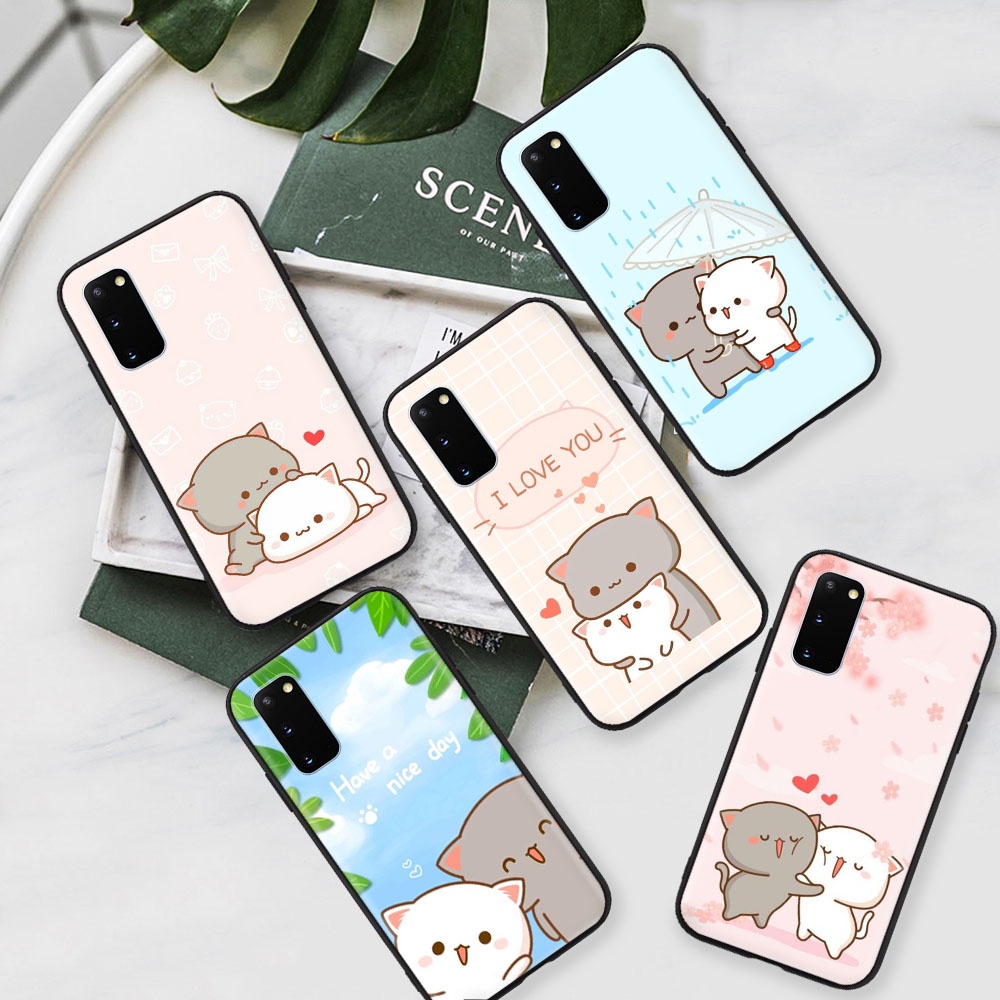 สีดํานุ่มสําหรับ Xiaomi Redmi หมายเหตุ A2 8T 9T 9C 12 10A Pro Lite NFC ป้องกัน MIB-131 Kawaii Cat