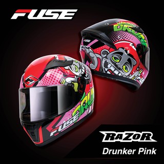 หมวกกันน็อค Fuse รุ่นRazor  Drunker Pink แถมฟรี!! ผ้าเช็ดทำความสะอาดชิลล์หน้าหมวกกันน็อคแบบพกพา LIQUIMOLY