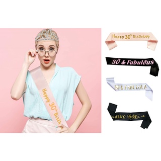 30 &amp; Fabulous Birthday Sash สายสะพาย ปาร์ตี้ วันเกิด 30 ยังแจ๋ว สายสะพายวันเกิด อายุ 30  Happy Birthday Party Sash