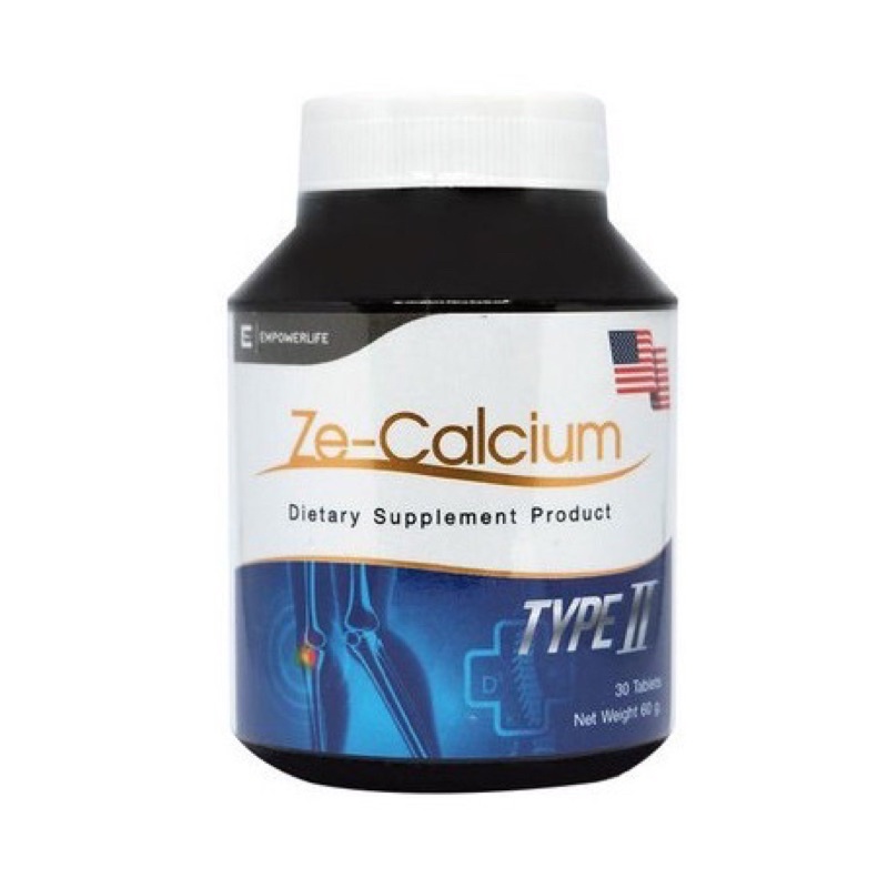 ZE-Calcium ZE Calcium Type II 30s./ 90เม็ด แคลเซียม คอลลาเจนไทพ์ทู ปกป้องเนื้อเยื่อของกระดูกและกระดู