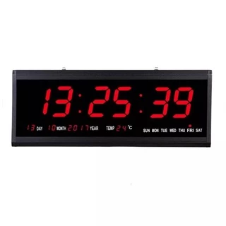 นาฬิกาแขวนผนังดิจิตอล LED รุ่นHB-4819 มี4สี นาฬิกาปฏิทินถาวร 48X18.5X3.5 ซม. พร้อมหัวอแดปเตอร์และUSB พร้อมใช้งาน