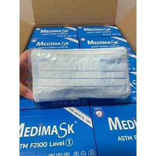 หน้ากากอนามัยทางการแพทย์ 3 ชั้น Medimask แท้💯|เมดดิมาสก์ 50ชิ้นต่อกล่องผลิตในไทย