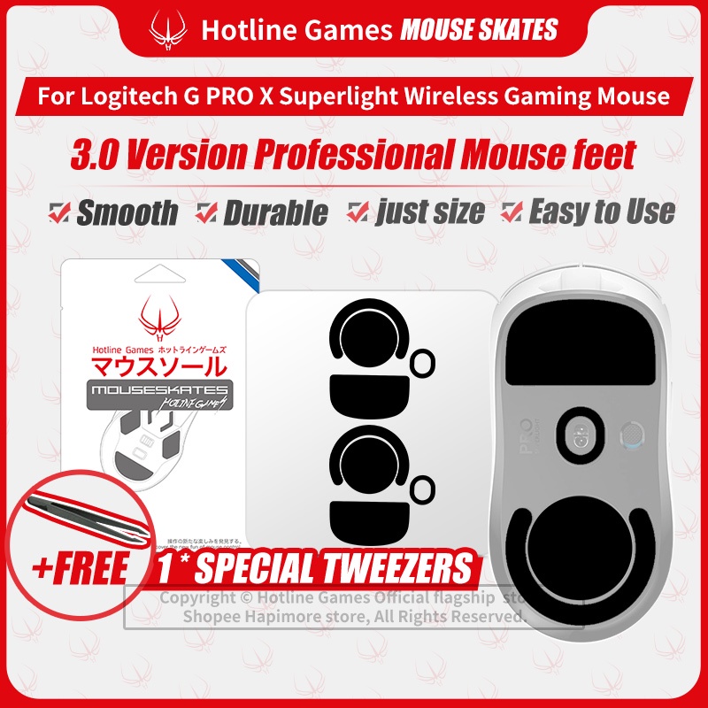2ชุด Hotline Games 3.0 สติกเกอร์เท้าเมาส์ สําหรับ  Logitech G PRO X Superlight Wireless สติกเกอร์เท้