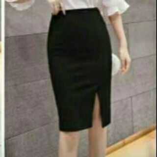 #B กระโปรงทำงานเอวสูงผ่าหน้า(พรีออเดอร์)
